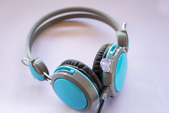 Blue Headphones On White Background