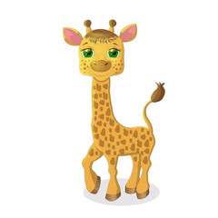 Obraz premium Cute baby giraffe cartoon isolated on white background