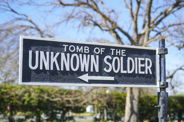 Direction sign - Tomb of the Unknown Soldier - WASHINGTON, DISTRICT OF COLUMBIA - APRIL 8, 2017