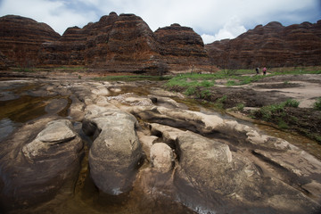 Rock formations in Piccaninny Creek and outlier domes in the Bungle Bungles, Purnululu World...