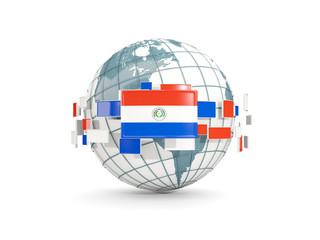 Fototapeta na wymiar Globe with flag of paraguay isolated on white