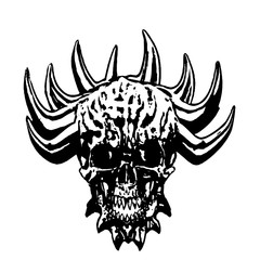Skull of a demon with crown of thorns. Vector illustration.