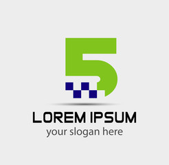 Abstract Number 5 logo Symbol icon set
