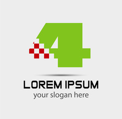 Number logo design.Number four logo.Logo 4 vector template
