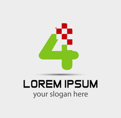 Fototapeta premium Number logo design.Number four logo.Logo 4 vector template 