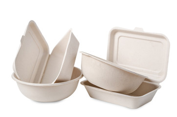 Group of product made from bagasse for container food.
