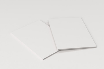 Two blank white closed brochure mock-up on white background - 156437209
