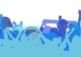 Fototapeta premium fans silhouettes ( range of blues) overlap.