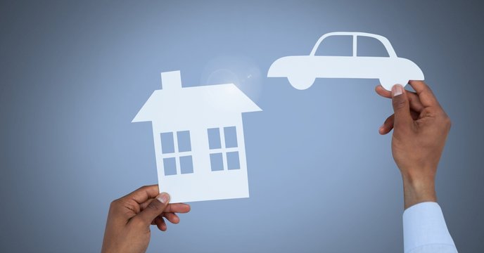 Cut Out House And Car In Hands