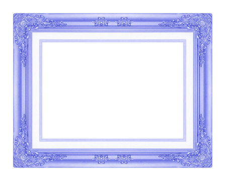 blue picture frame isolated on white background.