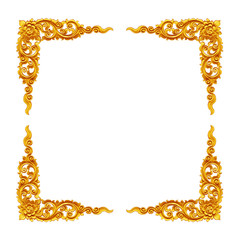 Pattern of wood frame carve flower on white background