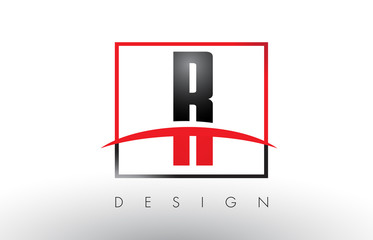 R Logo Letters with Red and Black Colors and Swoosh.