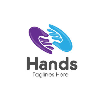 Family hands Care logo, togetherness concept logo. Union abstract hands logo. Hands closeup vector. Abstract social hands logo