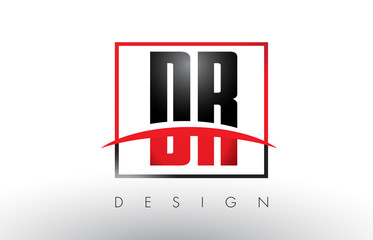 DR D R Logo Letters with Red and Black Colors and Swoosh.