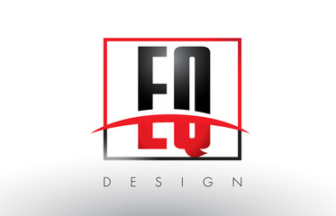 EQ E Q Logo Letters with Red and Black Colors and Swoosh.