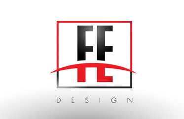 Obraz premium FE F E Logo Letters with Red and Black Colors and Swoosh.