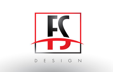 FS F S Logo Letters with Red and Black Colors and Swoosh.