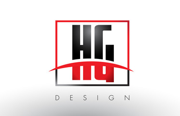 HG H G Logo Letters with Red and Black Colors and Swoosh.