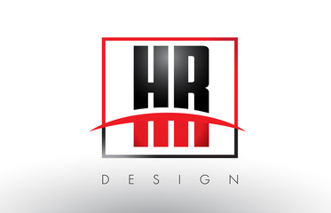 HR H R Logo Letters with Red and Black Colors and Swoosh.