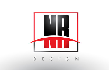 NR N R Logo Letters with Red and Black Colors and Swoosh.