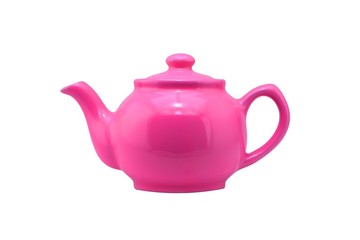 Pink Teapot isolated on white with a clipping path.