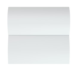 Blank folded leaflet white paper. 3d rendering. white background