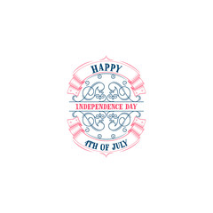 Fourth of July, United Stated independence day - Handmade template. Isolated vector object logo is a badge for your design