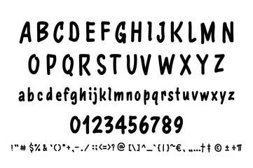 Vector Alphabet. Unique Custom Characters. Hand Lettering for Designs - logos, badges, postcards, posters, prints. Modern brush handwriting script