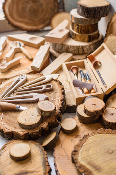 wood carver's work place