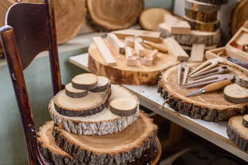 wood carver's work place