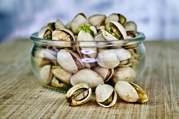 Pistachios on small glass