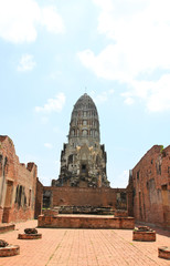 Wat Ratchaburana, the ruin of a Buddhist temple in the Ayutthaya historical park, Thailand