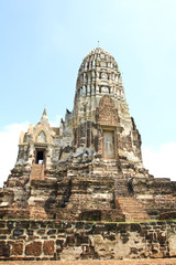 Wat Ratchaburana, the ruin of a Buddhist temple in the Ayutthaya historical park, Thailand