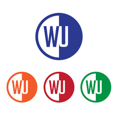 WU initial circle half logo blue,red,orange and green color