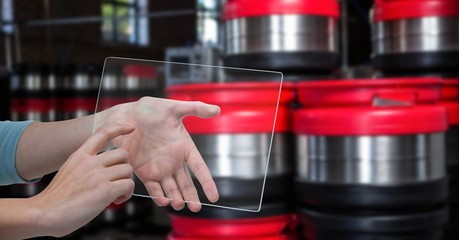 Hand photograph containers and transparent 