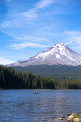 Landscape Trillium Lake with view of Mount Hood reflected in water