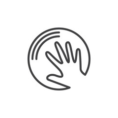 Hand in circle line icon, outline vector sign, linear style pictogram isolated on white. Handmade symbol, logo illustration. Editable stroke. Pixel perfect