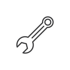 Spanner, wrench line icon, outline vector sign, linear style pictogram isolated on white. Symbol, logo illustration. Editable stroke. Pixel perfect