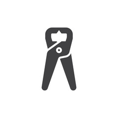 Tongs Pliers, pincers icon vector, filled flat sign, solid pictogram isolated on white. Symbol, logo illustration. Pixel perfect