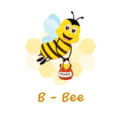 Isolated animal alphabet for the kids, B for Bee