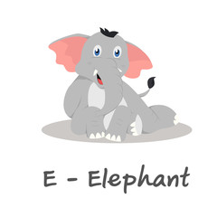 Isolated animal alphabet for the kids, E for Elephant