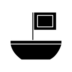 sailboat with flag icon over white background. vector illustration