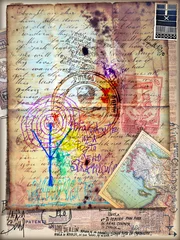  Manoscritto esoterico e misterioso con disegni,collage  e schizzi  alchemici e astrologici © Rosario Rizzo