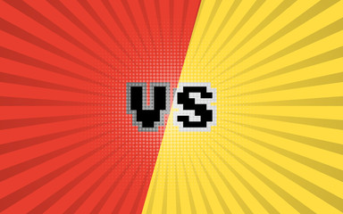 Versus letters fight background. Comic book versus template background.