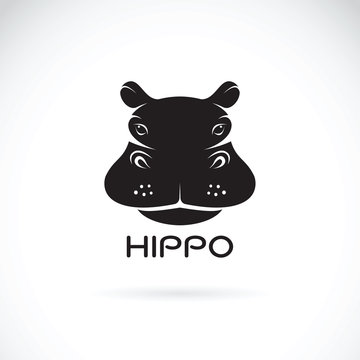 Vector of a hippo face design on white background, Wild Animals.