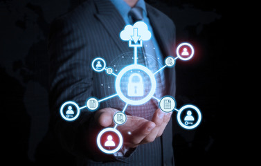 Smart one hand holding world futuristic connection Lock technology