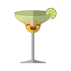 kawaii cocktail drink icon over white background. colorful design. vector illustration