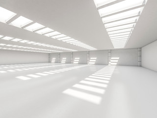 Abstract modern architecture background, empty white open space interior. 3D rendering