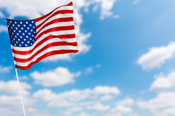 American flag against blue sky