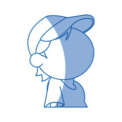 childhood boy no face standing funny vector illustration